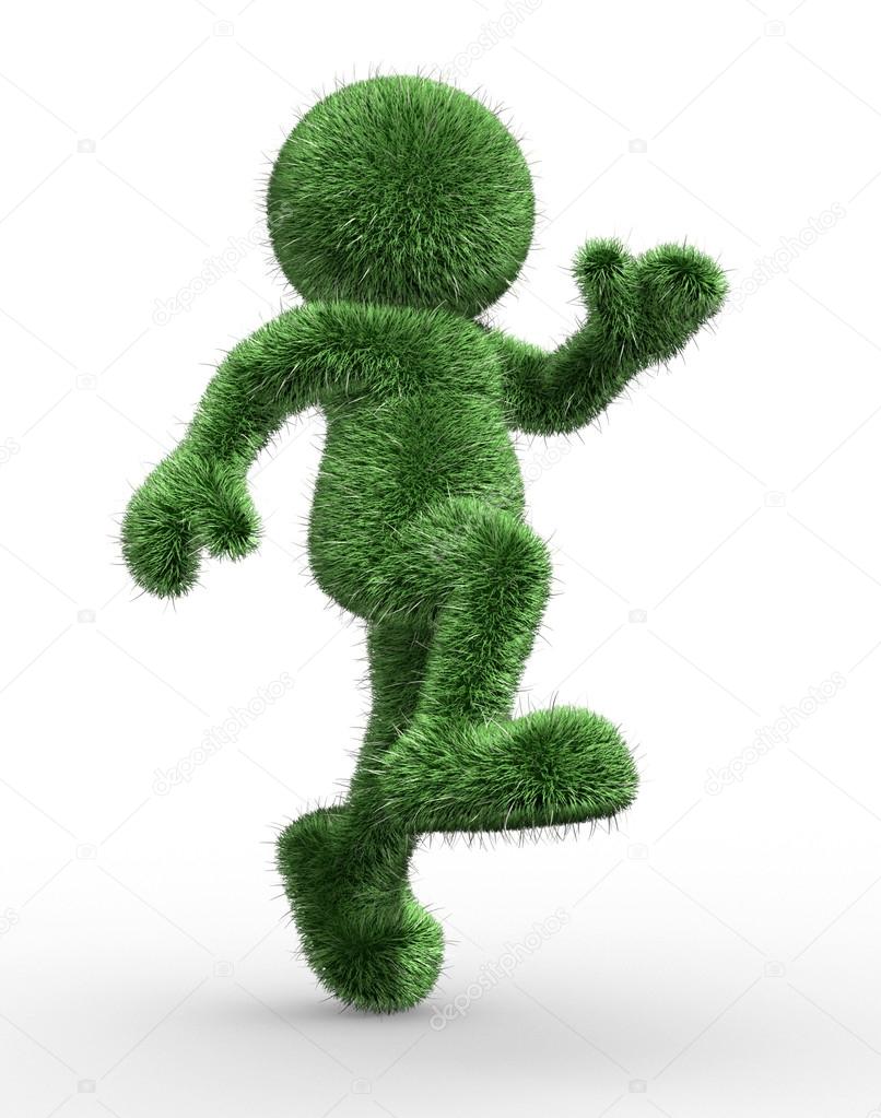 Human character covered with grass
