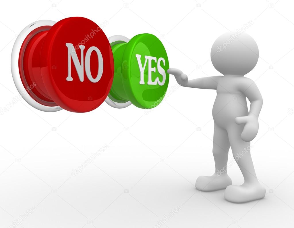 Human choosing between yes or no