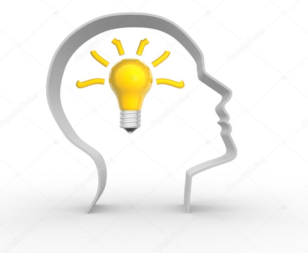 Human head with light bulb Stock Photo by ©orlaimagen 59611017