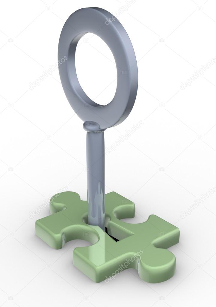 Puzzle piece with key