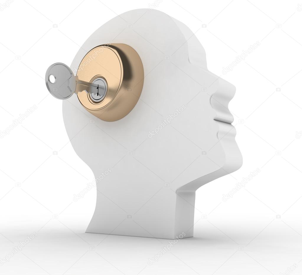 Human head with key