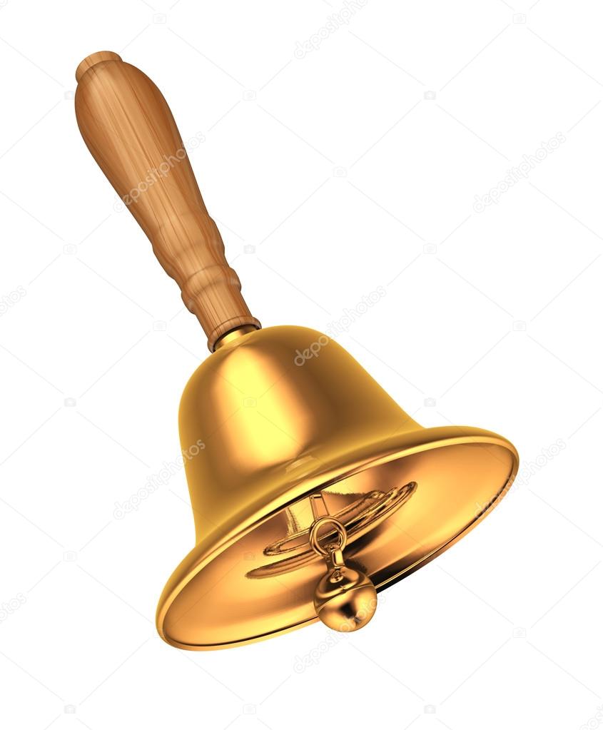 Golden bell with handle wooden