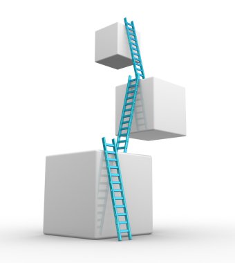 Cubes and blue ladder clipart