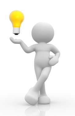 Adam bir ampul gösterilen