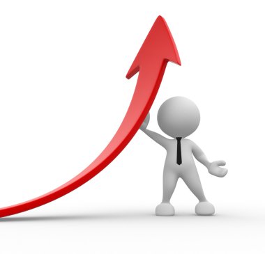 Kırmızı oklu iş adamı