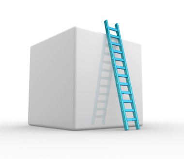 Cube and blue ladder clipart