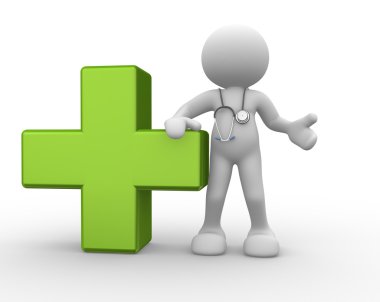 Adam bir stetoskop ile