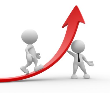 Kırmızı ok ile işadamları