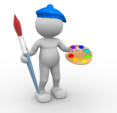 Boya Fırçası ve palet olan kişi