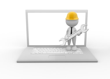 Kişi dizüstü bilgisayar ve anahtarı