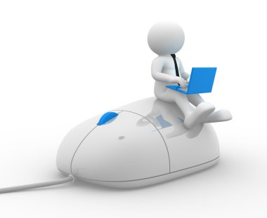Person with laptop and mouse clipart