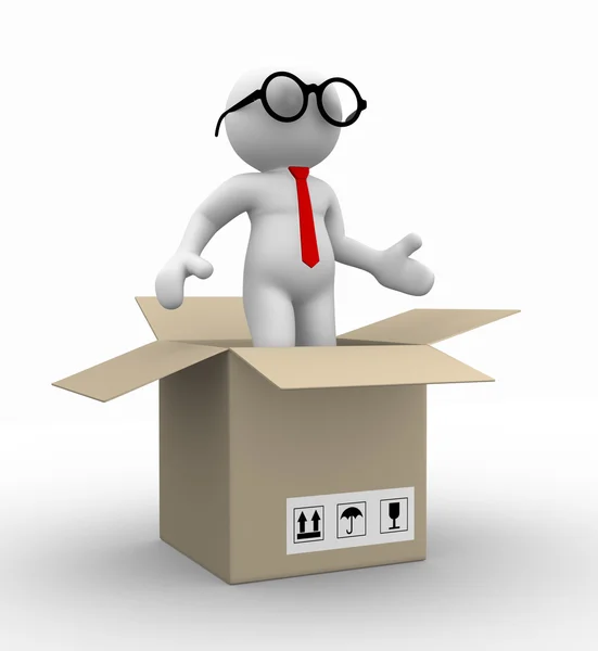 Businessman in eyeglasses in a box — Stock Photo, Image