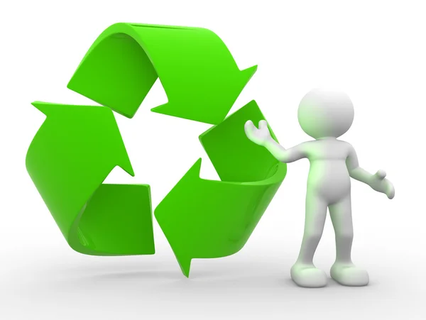 Man en recycle symbool — Stockfoto