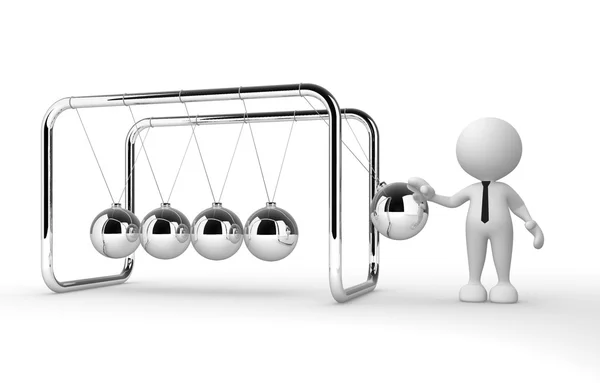 Person and Newton cradle — Stock Photo, Image