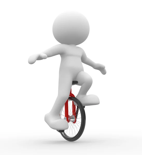 3d man with unicycle — Stock Photo, Image