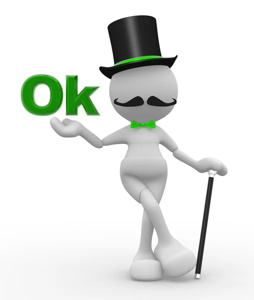 Gentleman and word OK — Stock Photo, Image