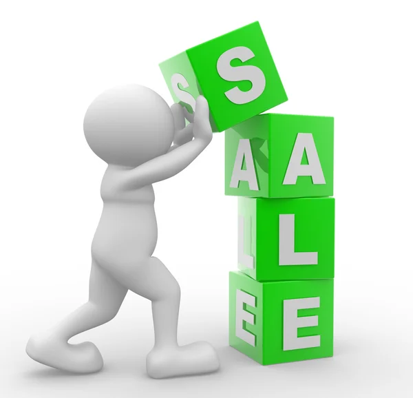 Person and cubes with word Sale — Stock Photo, Image
