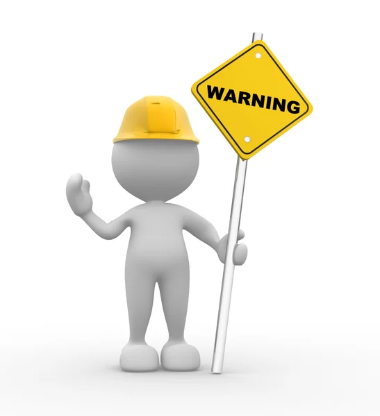 Person with warning sign — Stock Photo, Image