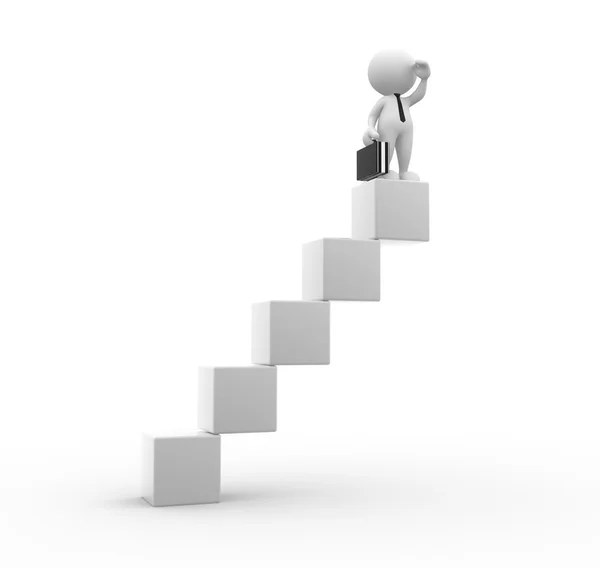 Person standing on cube-shaped staircase — Stock Photo, Image