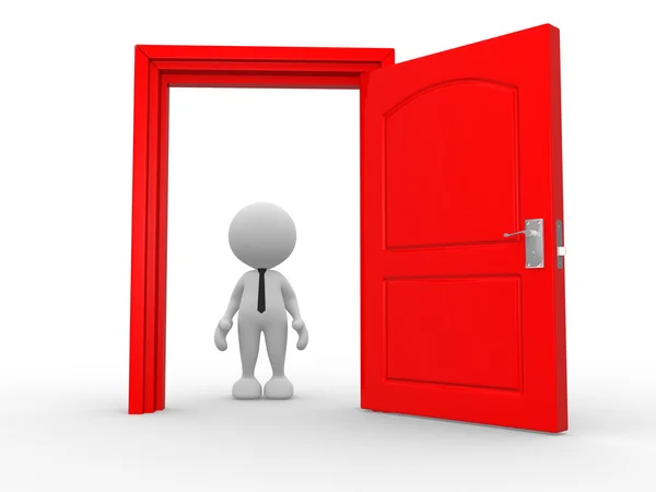Person in front of open door — Stock Photo, Image