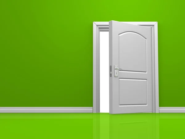 Puerta en pared verde —  Fotos de Stock