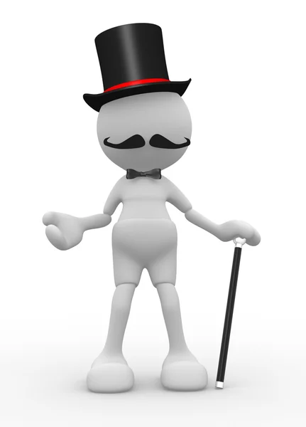 Person with hat and cane — Stock Photo, Image