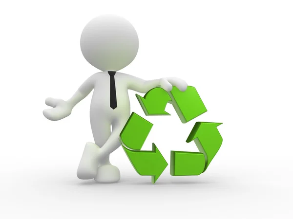 Person and recycle symbol — Stock Photo, Image