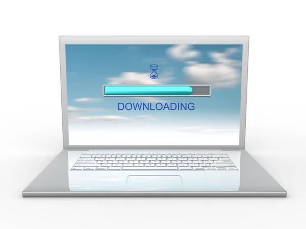 Laptop and download sign on screen — Stock Photo, Image