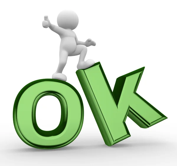 3d man with word "OK" — Stock Photo, Image