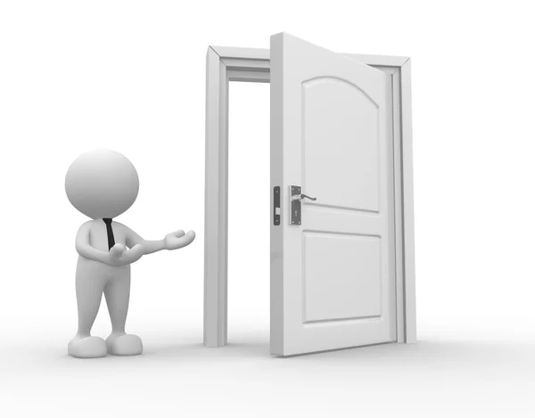 Человек и открытая дверь — стоковое фото