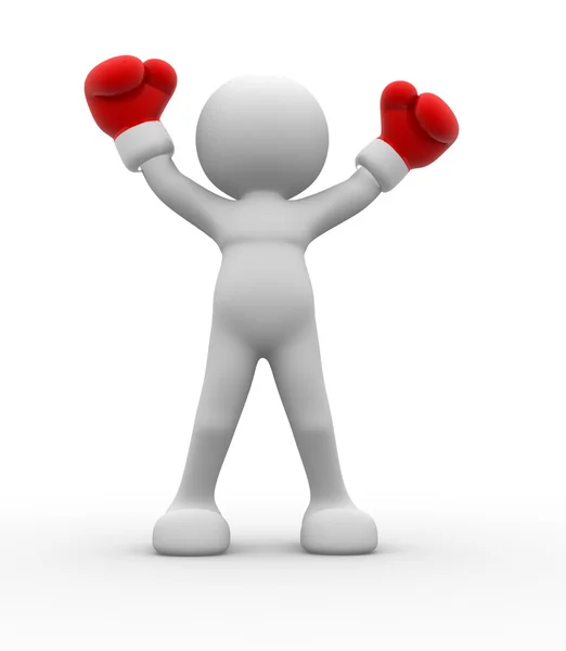 3d man with red boxing gloves — Stock Photo, Image