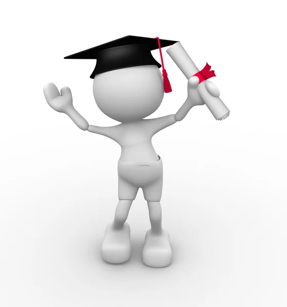 Man with graduation and diploma — Stock Photo, Image