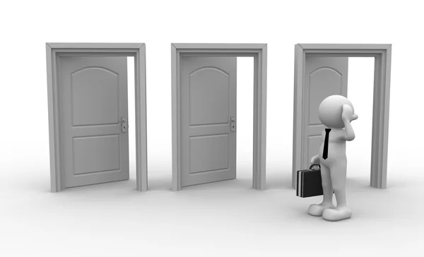 3d Businessman and open doors — Stock Photo, Image