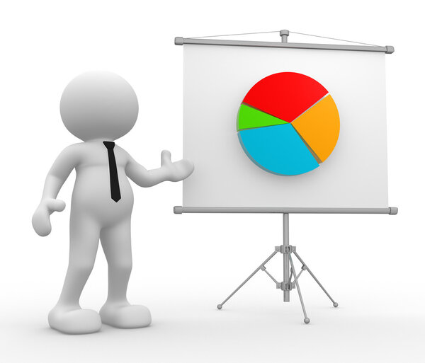 Man presents financial chart