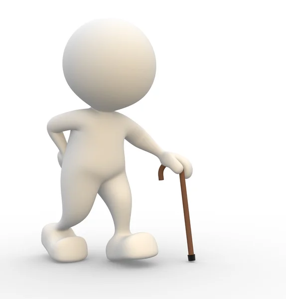 Person supported by walking stick — Stock Photo, Image