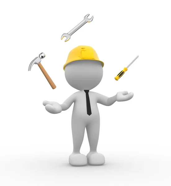 Person juggling with tools — Stock Photo, Image