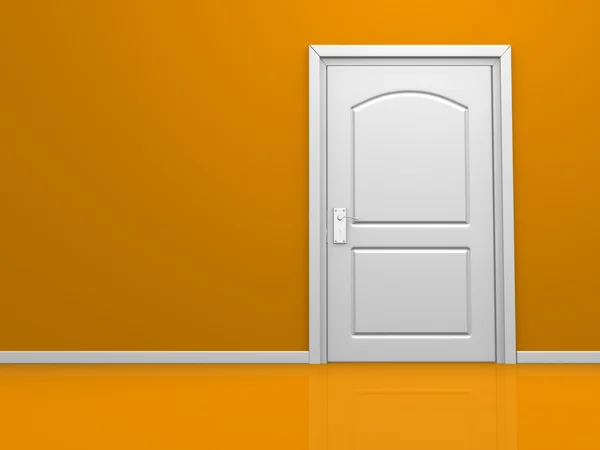 Puerta en pared naranja —  Fotos de Stock