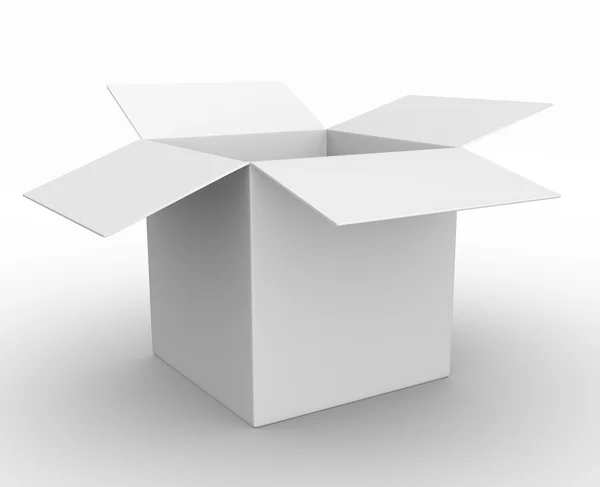 3d white box opened — Stock Photo, Image