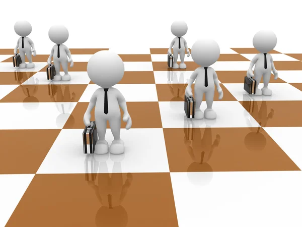 People as pawns on chess board — Stock Photo, Image