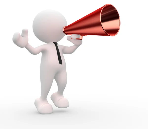 Bir megafon bir duyuru veren adam