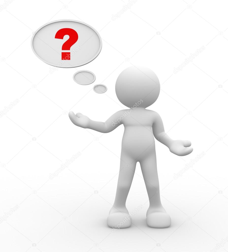 Person with question mark in speech bubble