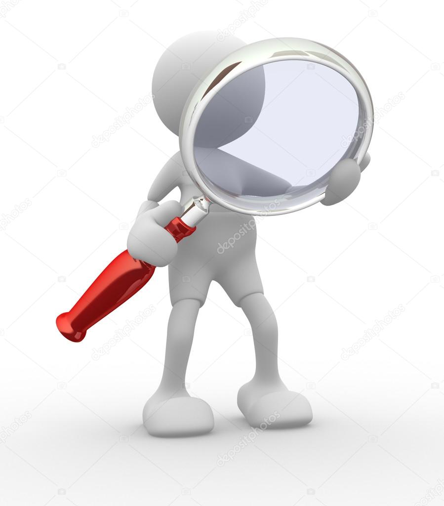 3D Small People with a Magnifying Glass, Graphics