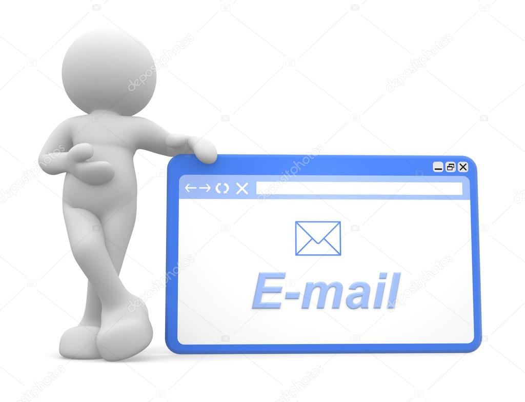 Man with browser window and email sign