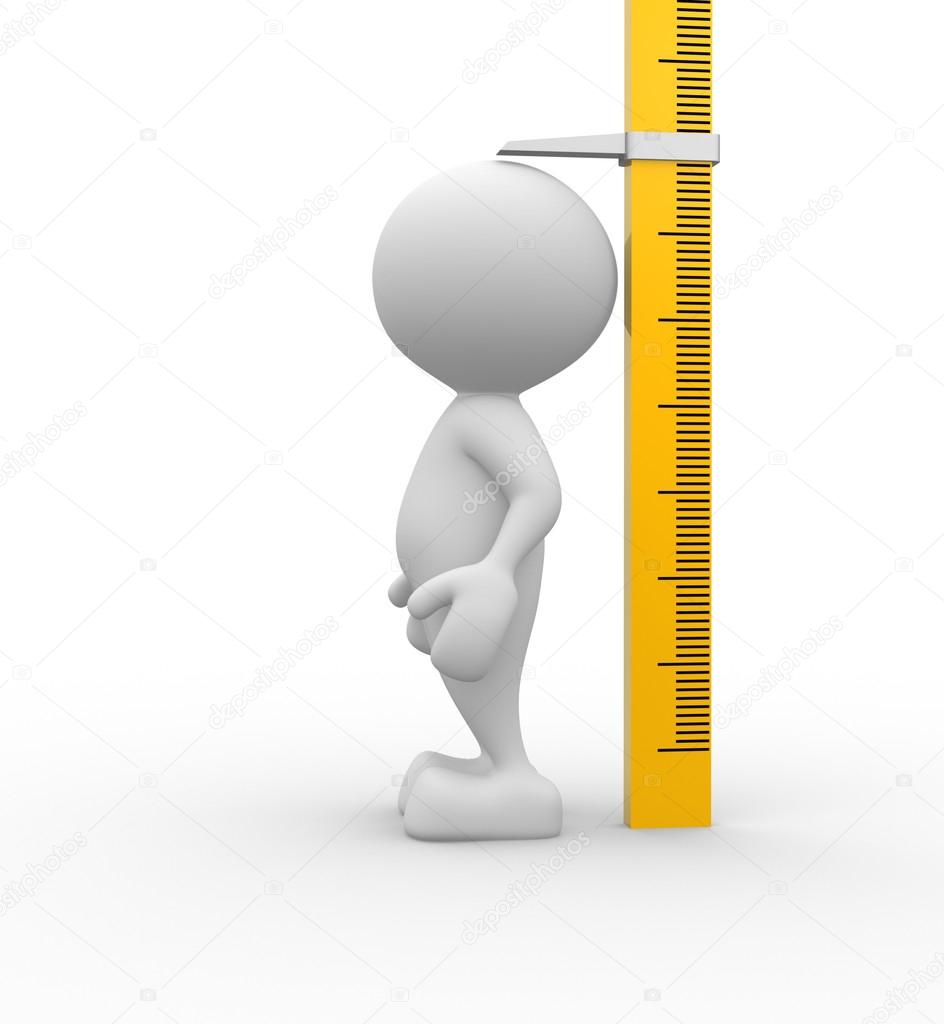 Person measuring his height