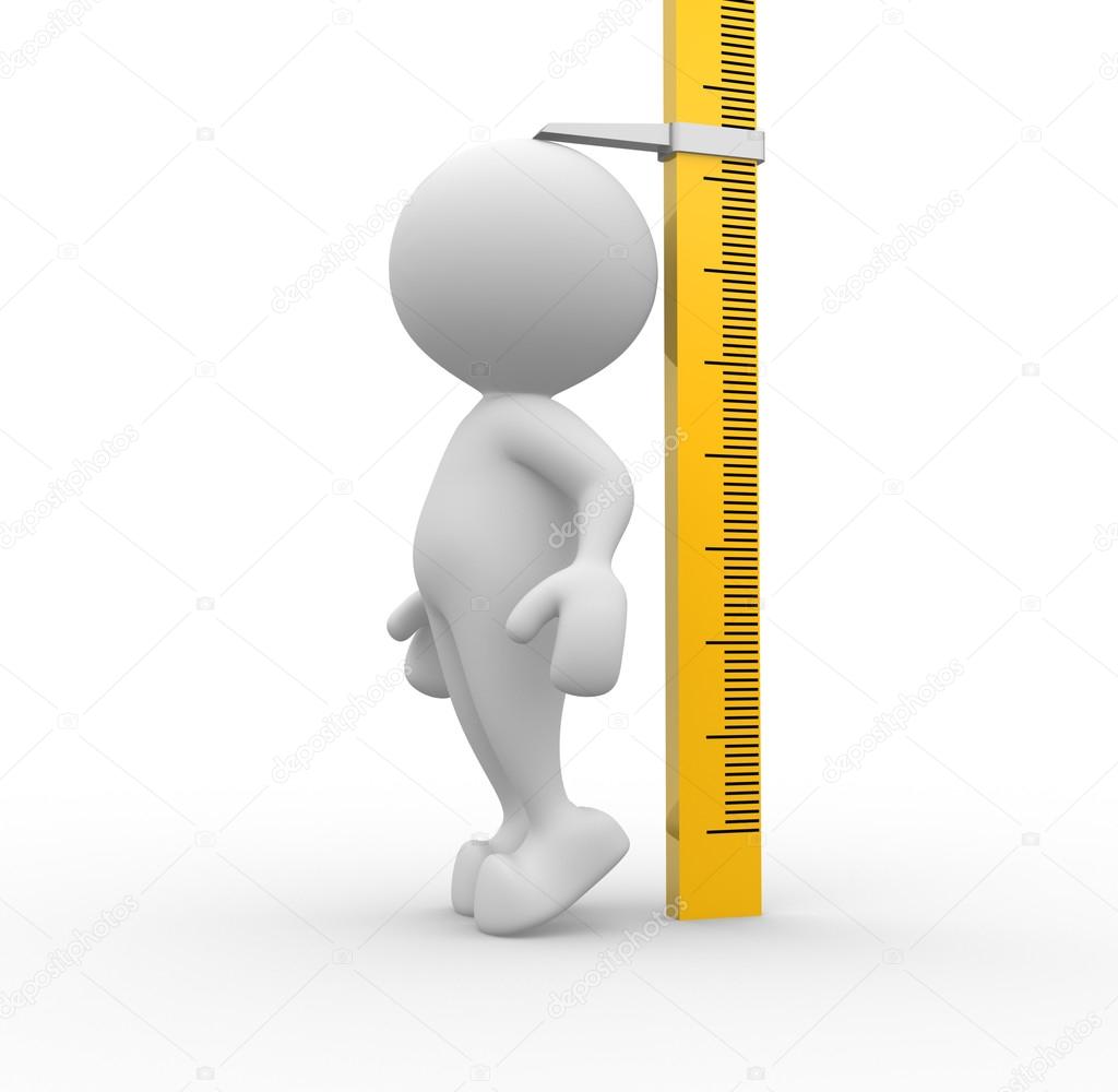 Person measuring his height