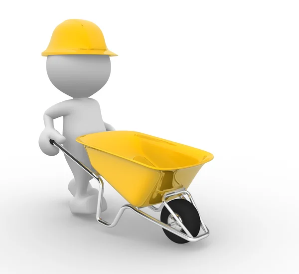 Construction worker with wheelbarrow — Stock Photo, Image