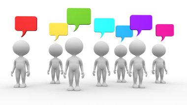 3D insanlar ve boş kabarcıklar.