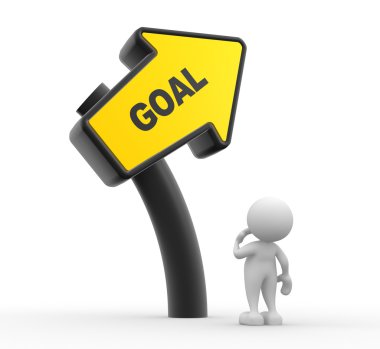 Yön işareti ve metin hedef olan adam