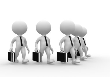 bir evrak çantası ile 3D iş adamları.