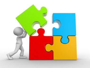 3D adam ve bulmaca parça Yapboz